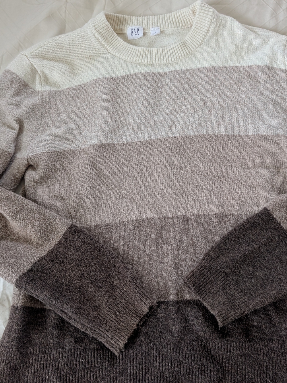 GAP Kid's Striped Crewneck Sweater in Neutral Tones